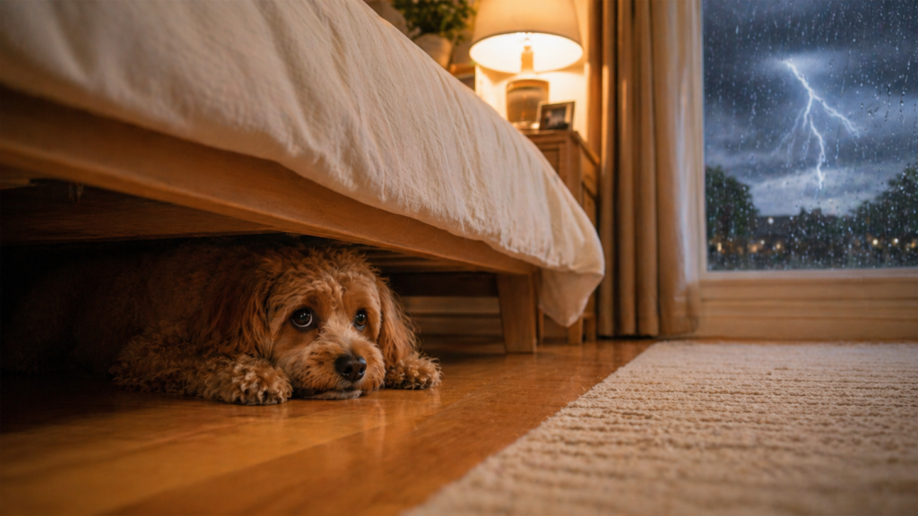 how to calm a dog during a storm